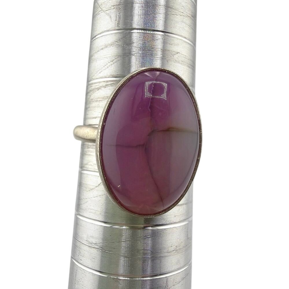 Oval Dragon Veined Agate Sterling Silver Ring Artisan Jewelry 8